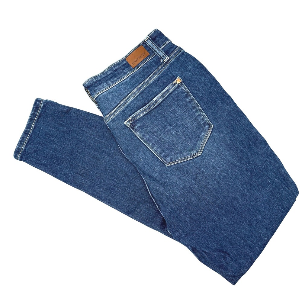 Judy Blue Jeans Cigarette‎ Leg Womens 9/29 Blue High Rise Front Seam Split Hem